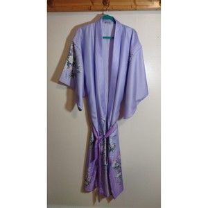 Purple Floral Kimono Women's OSFM Japan Made Vintage Belted